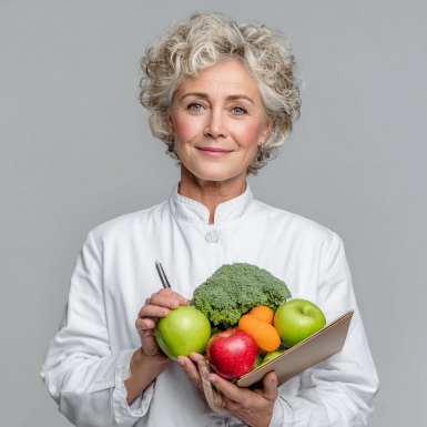 Літній чоловік із здоровою їжею